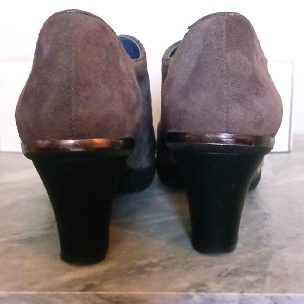 Perloto Sacchetto Suede Leather Brown Heeled Oxford Shoes, Size 8.5 / 9 - Picture 4 of 11